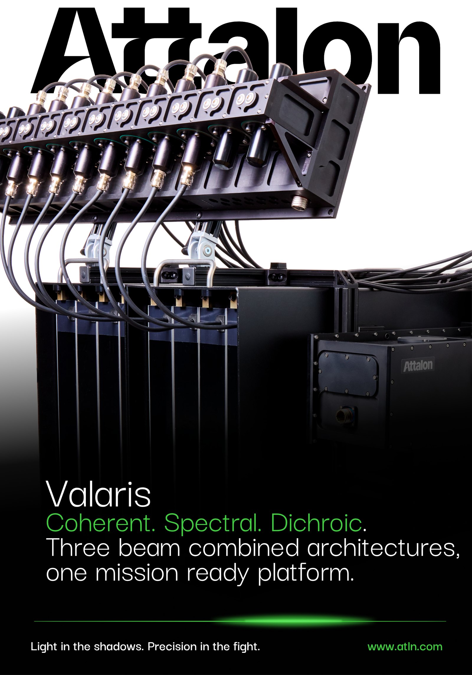 Valaris — coherent, spectral, dichroic. Three beam combined architectures, one mission ready platform.